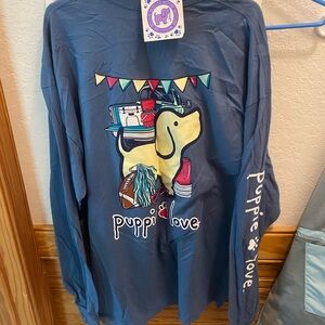 Puppie Love Women's Long Sleeve Tee - Blue XXL New